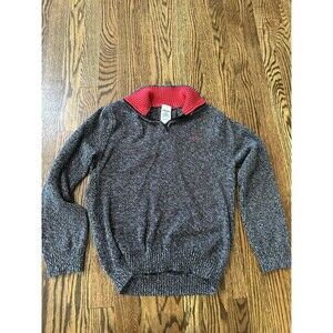 Izod Black And White Quarter‎ Zip Sweater Boys Size Large 14/16 100% Cotton EUC